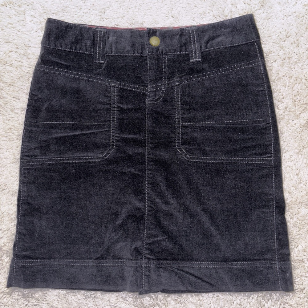 90s Athleta Size2 Black Velvet‎ Velour Mini Skirt White Stitch Urban Emo Grunge